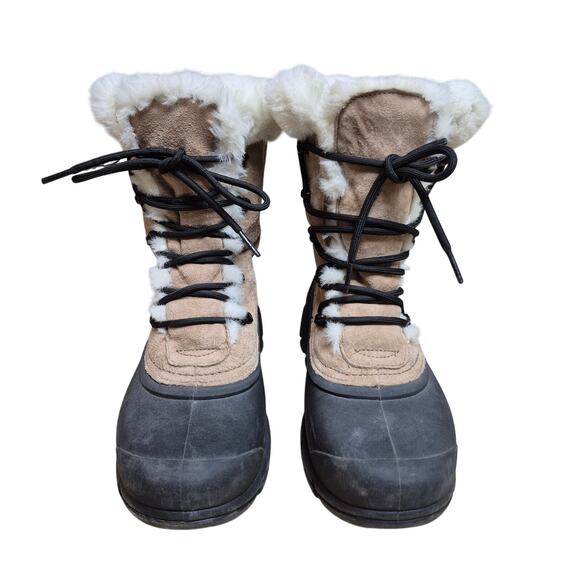 Sorel Tan Black Snow Bird Lace Up Women's Thinsulate Lined Rubber Sole Boots 8 - Picture 2 of 7